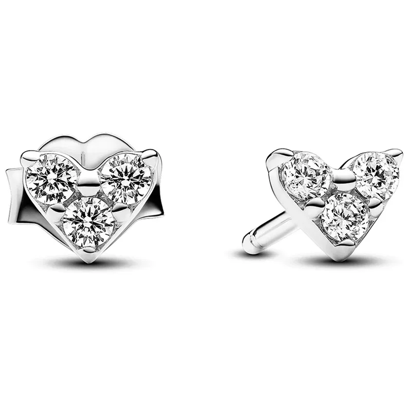 Authentic 925 Sterling Silver Triple Stone Heart Jewelry Set