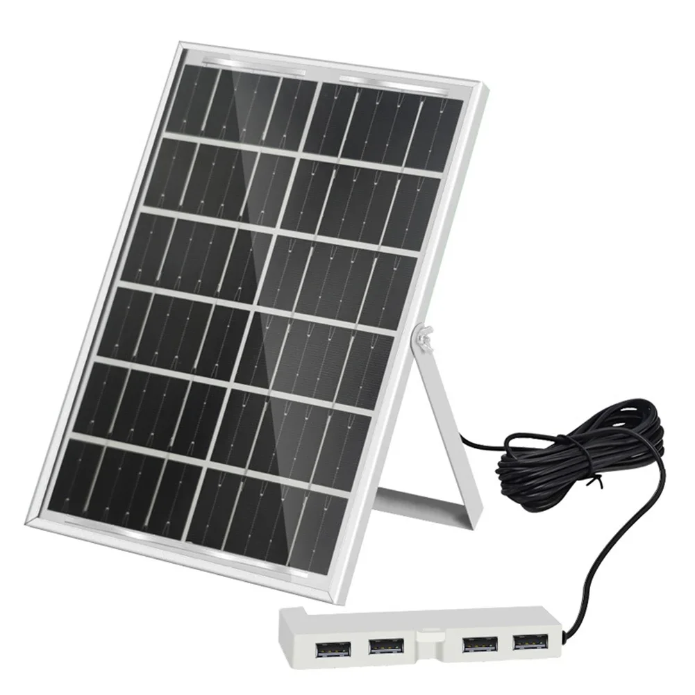 4 USB Ports Charger 4 USB Ports Solar Battery Charger Compact Form Factor Efficient Energy Conversion Fast Solar Absorption