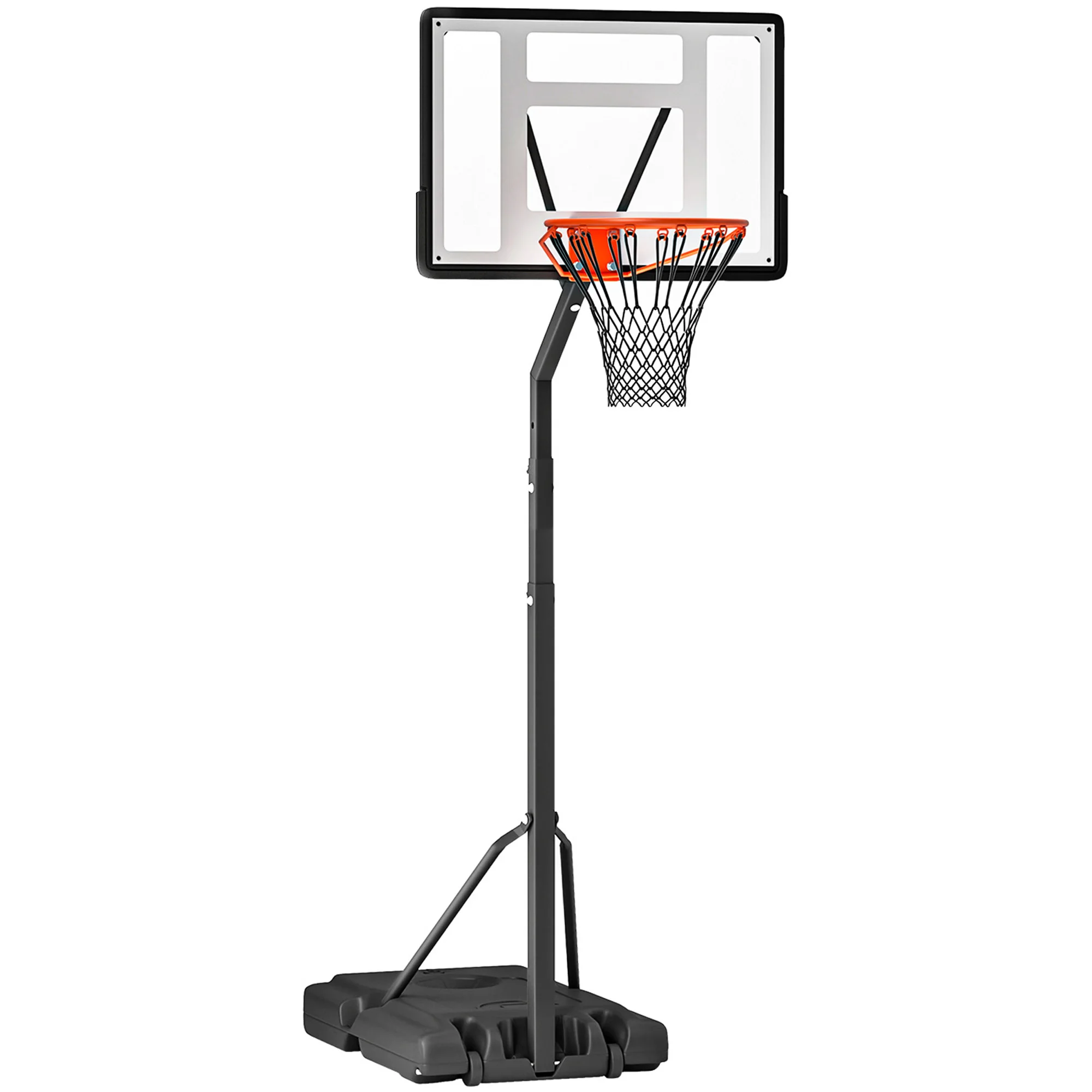 HOMCOM Canasta Aro de Baloncesto con Soporte Móvil con Ruedas Ajustable en Altura con Base Rellenable 86x153x250-350 cm Negro