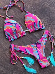 2021 Bikini Gợi Cảm Bộ 2 Cái Nóng Tem Thể Thao Đồ Bơi Nữ Đi Biển Đẩy-Có Đệm Đầm Bodysuit Tinh Tế Bather đồ Bơi