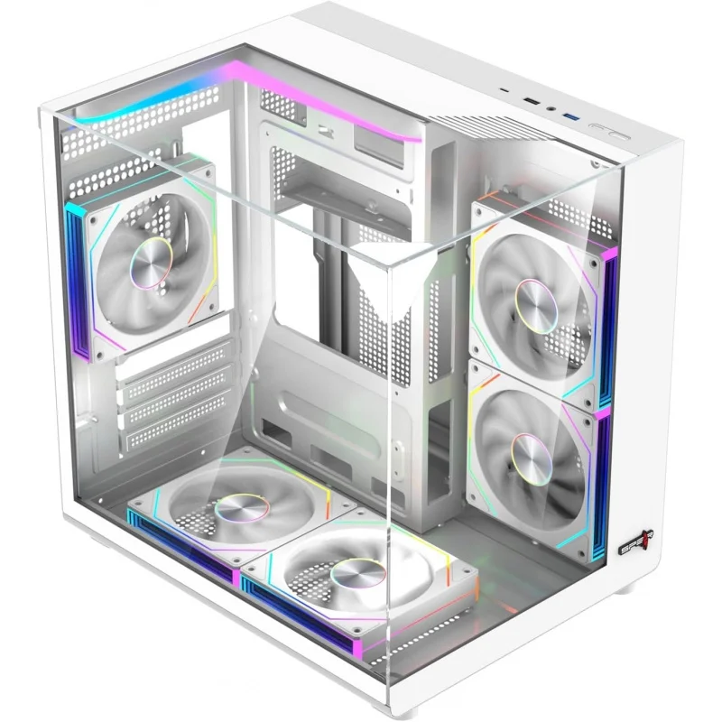 حافظة كمبيوتر متوسطة البرج - دعم M-ATX/ITX، تتضمن مراوح ARGB مقاس 5 × 120 مم، ومحور مروحة ARGB ذو 10 منافذ مع جهاز تحكم عن بعد، وUSB 3.0، ومبرد مياه 240 مم #2