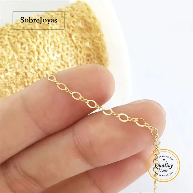 

14-каратное золото, 3 мм, незавершенная цепочка с нарисованным кабелем, ожерелье, минималистичные ювелирные изделия «сделай сам», позолоченная цепочка для подвесок