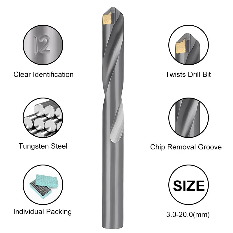 Azzkor-ステンレス鋼タイル溶接用のタングステン鋼超硬合金ビット,スプリングアングル,鋳鉄,特殊金属ツイストビット