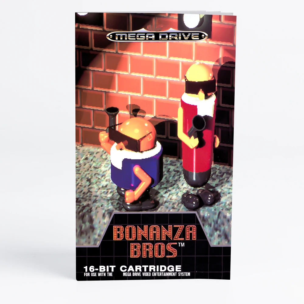 Bonanza Bros-صندوق خرطوشة اللعبة ، لعبة تغطية لسيجا ، MD ، محرك ميجا ، لوحات المفاتيح Genesis ، EUR ، دليل