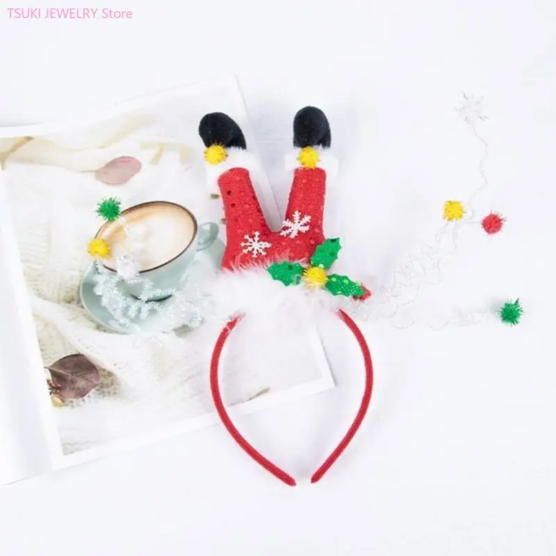 62KE Long Lanh Mũ Giáng Sinh Cây Băng Đô Lấp Lánh Cho Bé Hoạt Hình Mũ Giáng Sinh