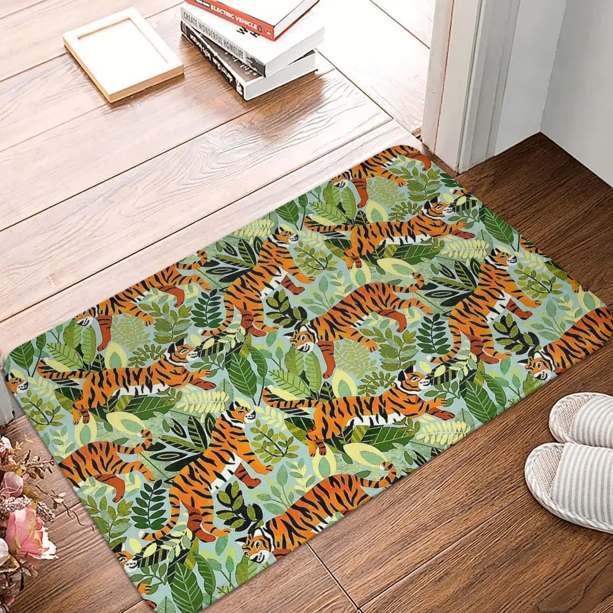 Tropical Leaves Beach Anti-Slip Rug Doormat Living Room Mat Bright Bengal Tiger Jungle Floor Carpet Home Decorative