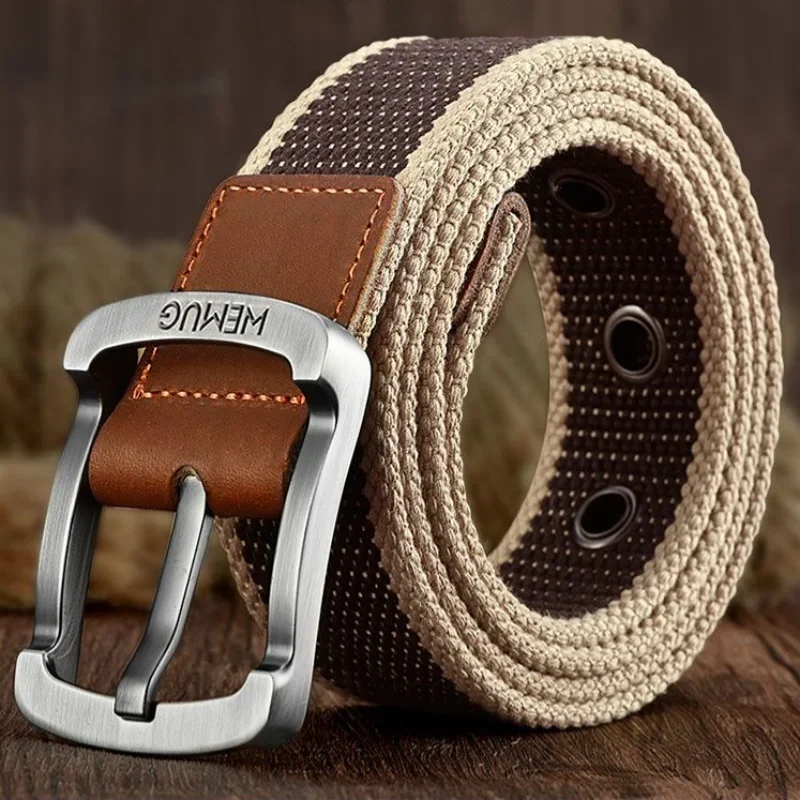 

2024 New Men's Canvas Belt Student Belt New Extra Thick Versatile Extended Trendy Belt Men's Durable Military Training