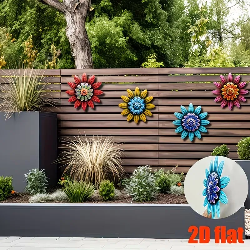 4pcs Metal Flower Craft Ornaments, Home Decor, Garden Craft Gift Decoration, Yard Decor, Bedroom and Living Room Decor, Party De