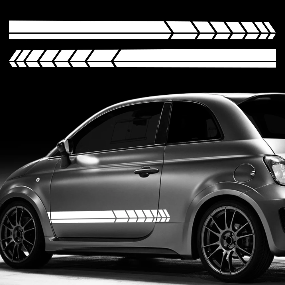 For Fiat 500 PVC Car Side Door Body Stickers Racing Stripes Arrow Graphic Decal Auto Exterior Sport Tuning Decor Accessories