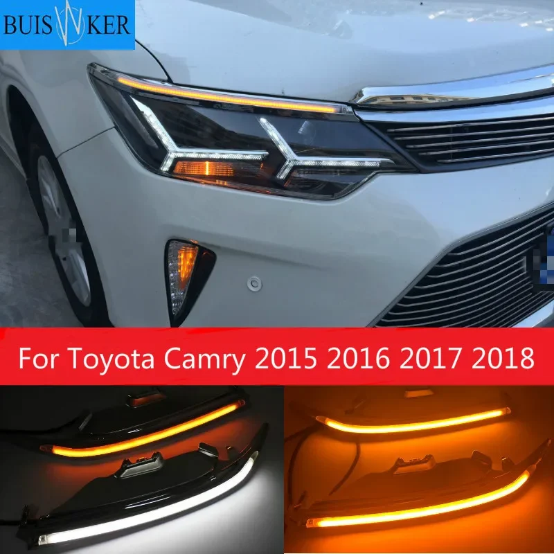 

2PCS Car Headlight Eyebrow with Turn Signal 12V DRL LED Daytime Running Light For Toyota Camry 2015 2016 2017 2018