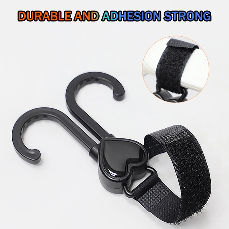 10PCS Baby Stroller Hooks Adjusting Hook 360-Degree Rotation Cart Hook And Loop Fastener Bicycle Accessories With Non-Slip