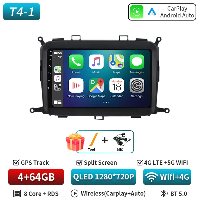 Android 16 WIFI + 4G Auto Carplay GPS Voor Kia Carens 2013 2014 2015 2016 2017-2019 Auto Radio multimedia Speler Navigatie Stereo