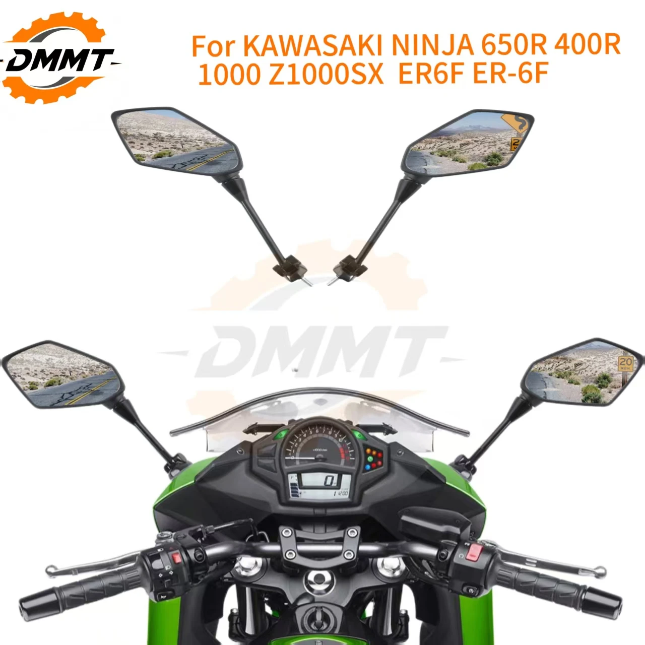 ECE 360° Rotatable Black Side Mirror For KAWASAKI NINJA 650R 400R Z1000SX ER6F 2009-2016 2014
