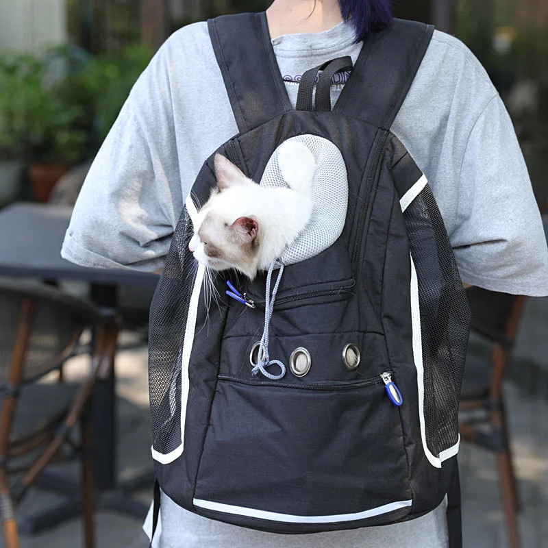 Portable Pet Carriers Breathable Mesh Dog Backpack Foldable Large Capacity Cat Carrying Bag Outdoor Travel Pet Supplies