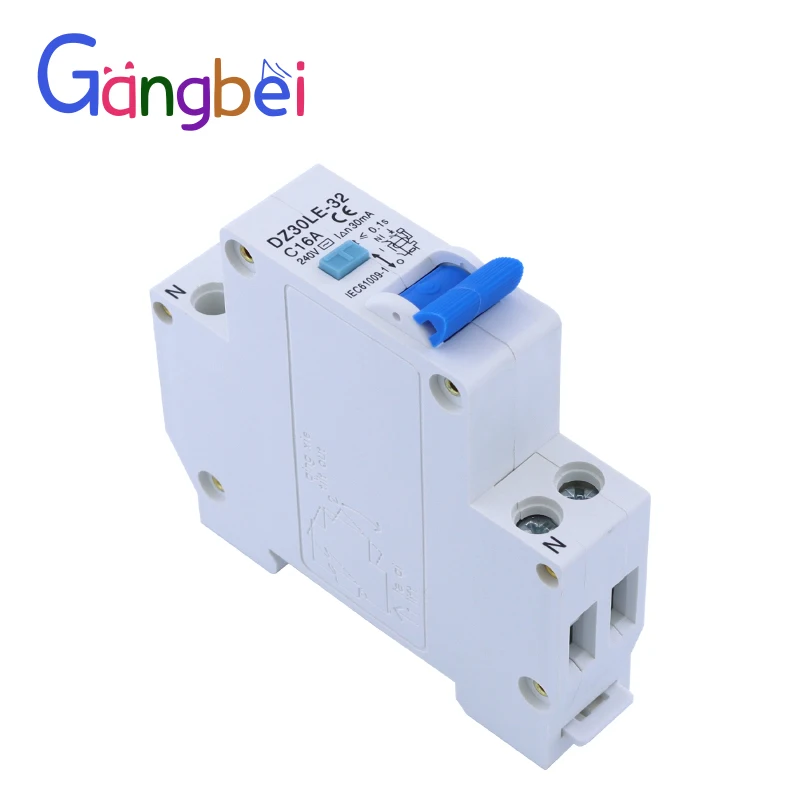 

DZ47LE-32 18MM RCBO 10A 16A 20A 25A 32A 1P+N 6KA Residual current Circuit breaker with over current and Leakage protection 30mA