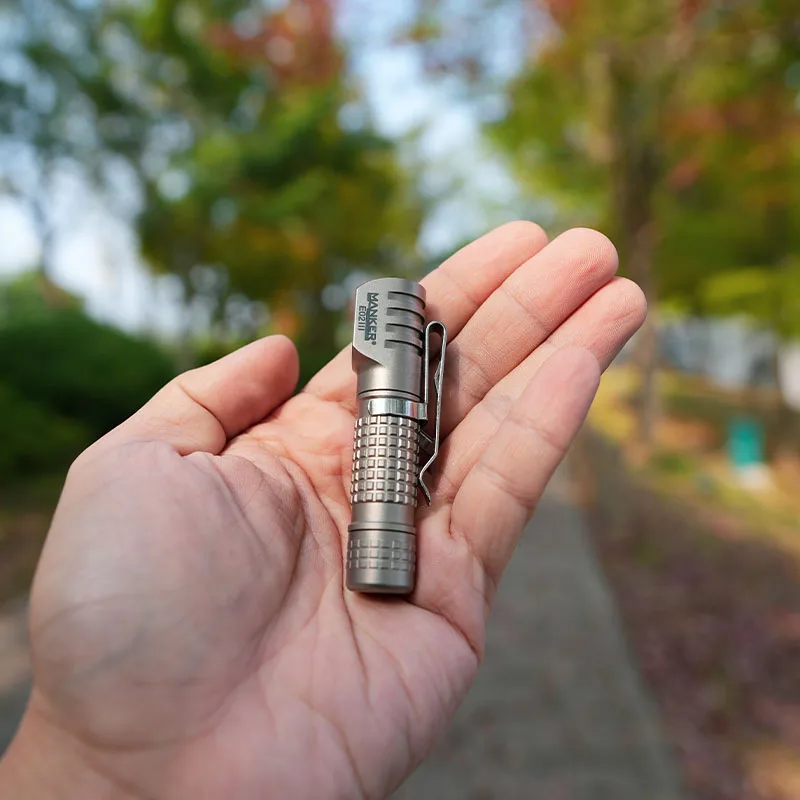 Manker E02 III (Titanium) 400 Lumens AAA/10440 Flashlight Pocket EDC Keychain Angle Flashlight with Magnetic & Headband