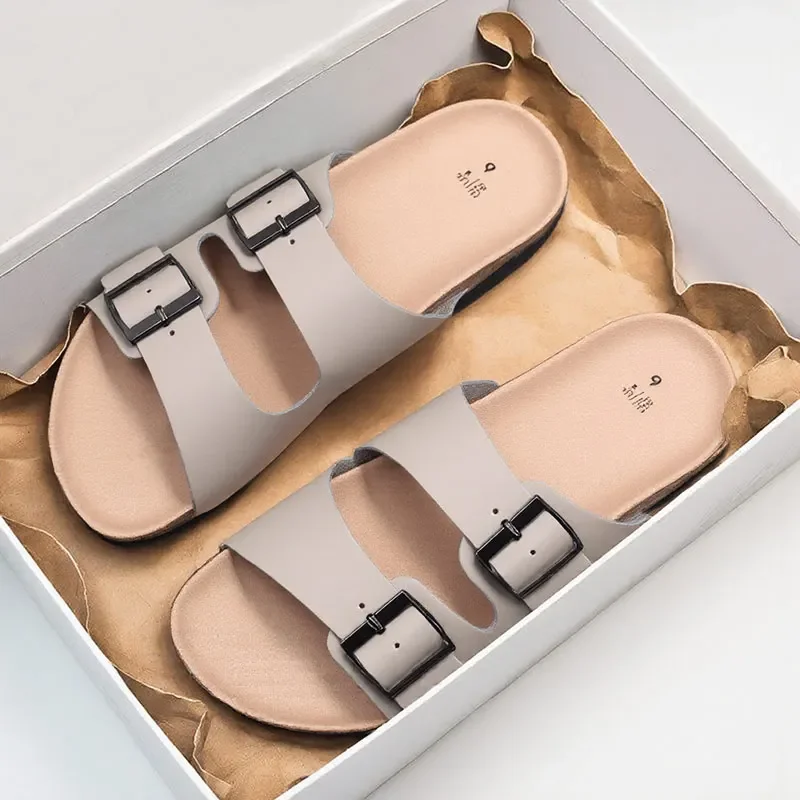 

New Men's Genuine Leather Sandals 2025 Summer Slippers 35-46 Anti-Slip Soft Sole Breathable 2-in-1 Shoes for Outdoor Beach