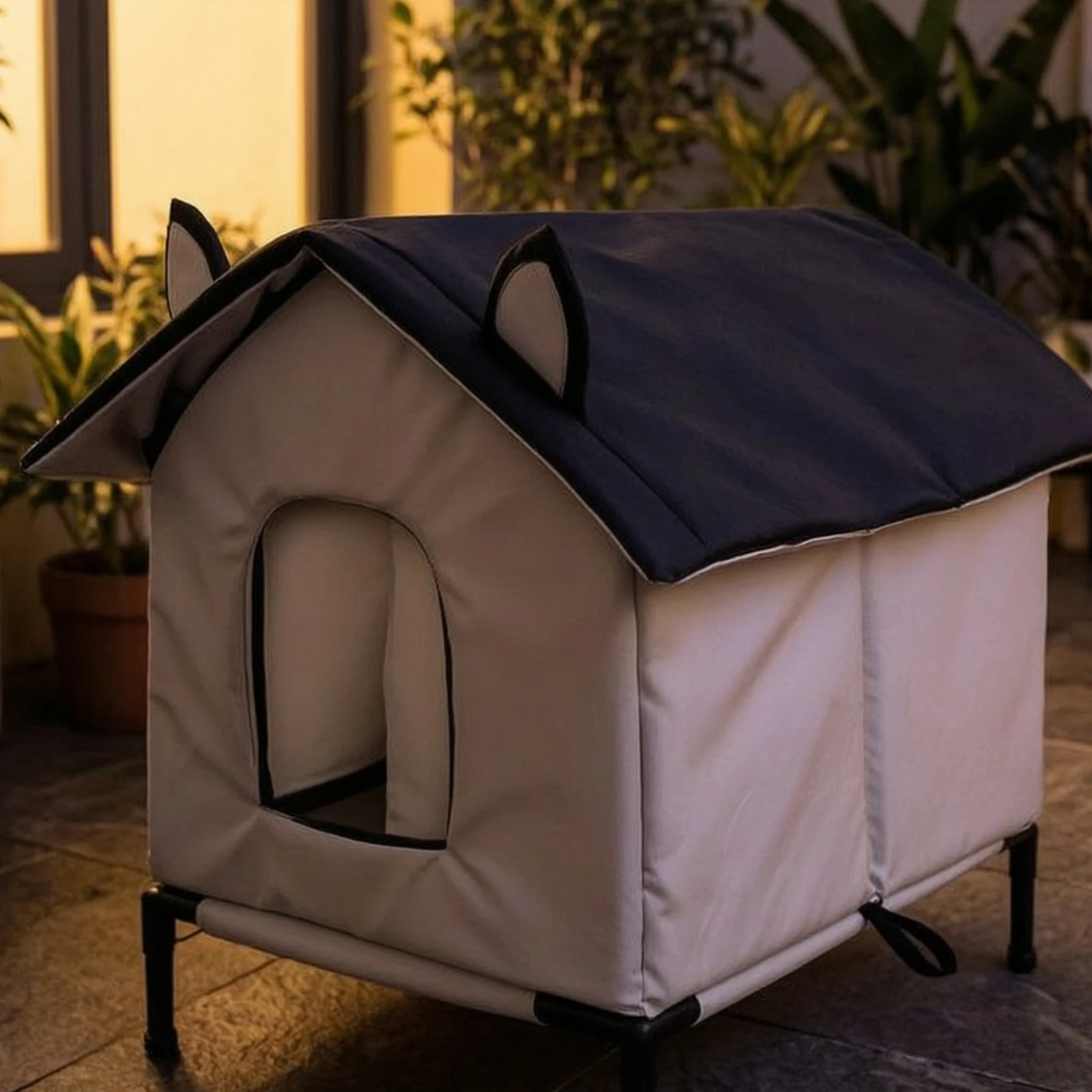 Outdoor Cat House Weatherproof Cat House with Raised Legs Waterproof Rainproof for Stray Cats, Backyard, Patio