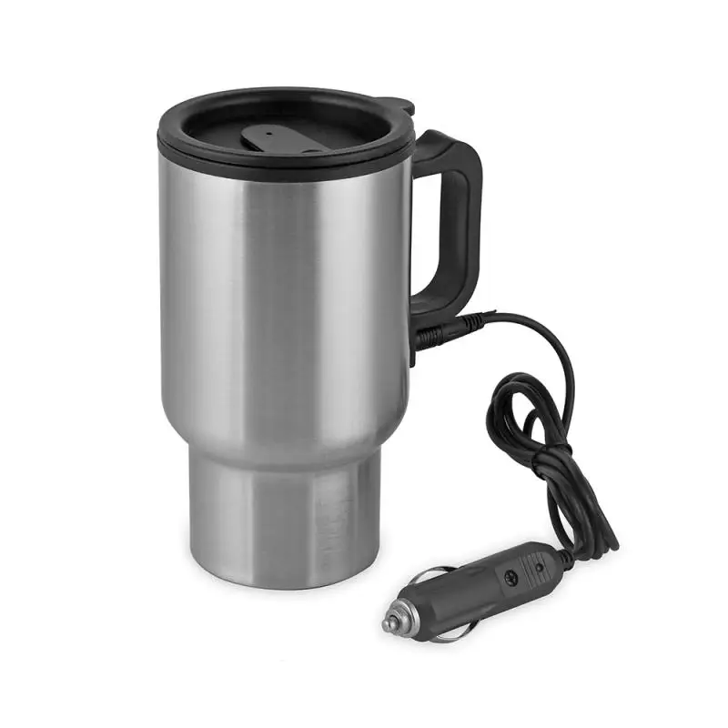 450ml Stainless Steel Vehicle Heating Cup Electric Heating Car Kettle Camping Travel Kettle Water Coffee Milk Thermal Mug