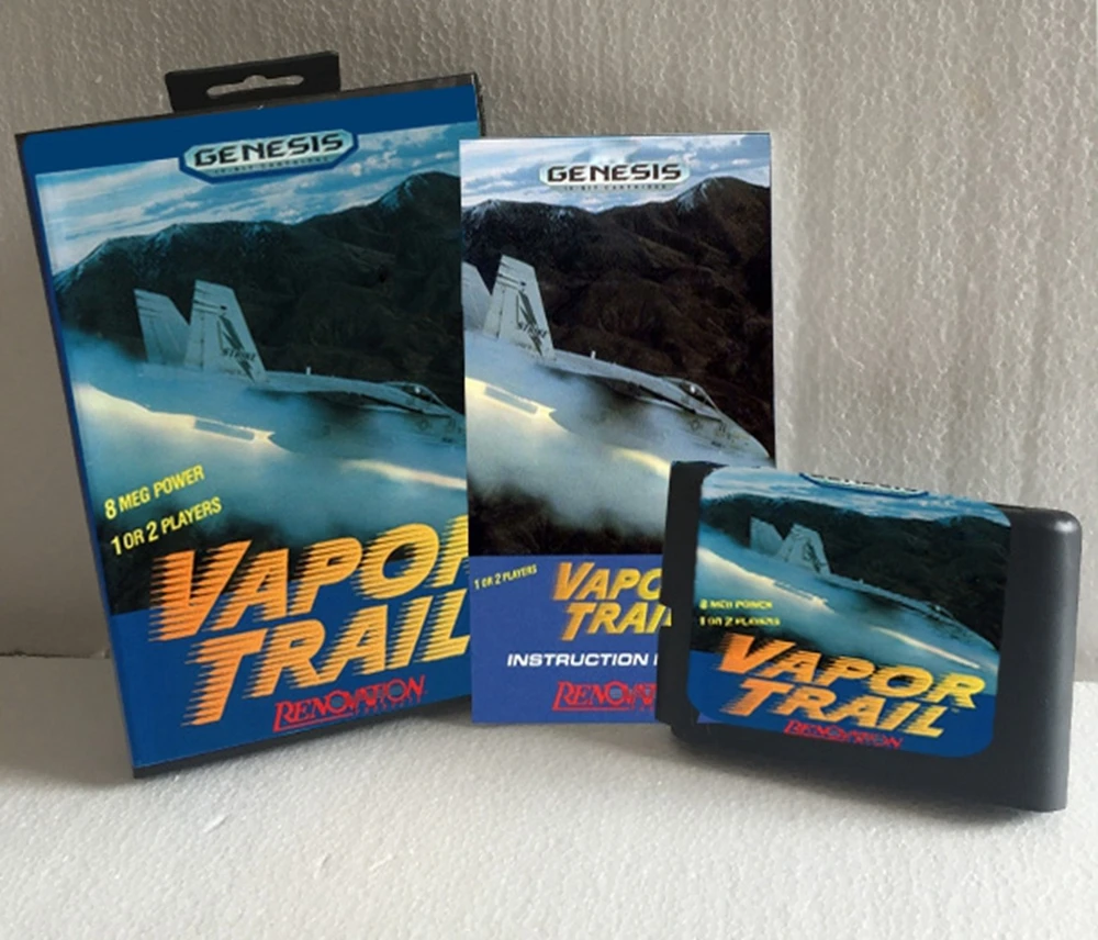 Hot Sale Vapor Trail With US Box And Manual Book 16Bit MD Game Card For Sega MegaDrive Genesis Consoles