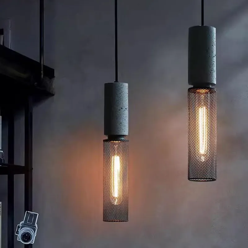 Industrial LED Pendant Light Retro Multihead Cement Hanging Fixture Living Room Bedroom Illumination Bar Dining Room Decor Lamp