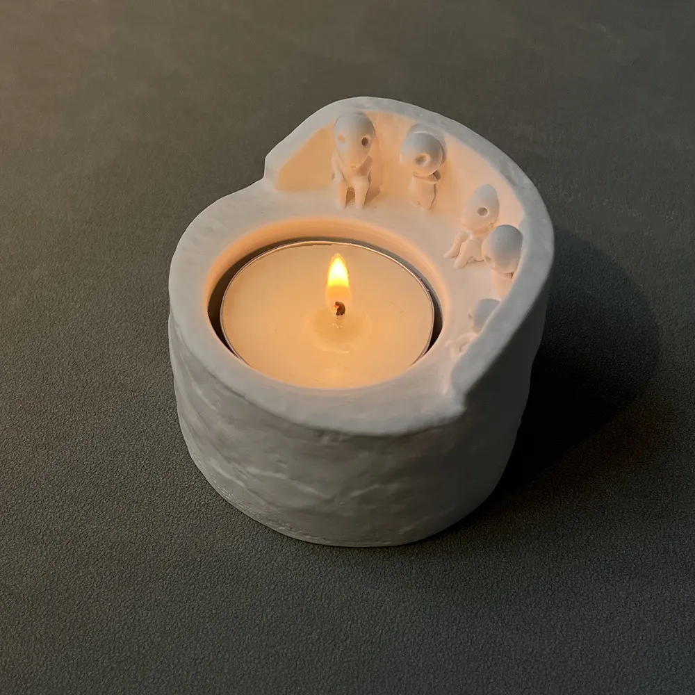Alien Figurine Candle Holder Silicone Mold, DIY Concrete Plaster Resin Casting Mold for Handmade Home Decor, Candle Stand Craft