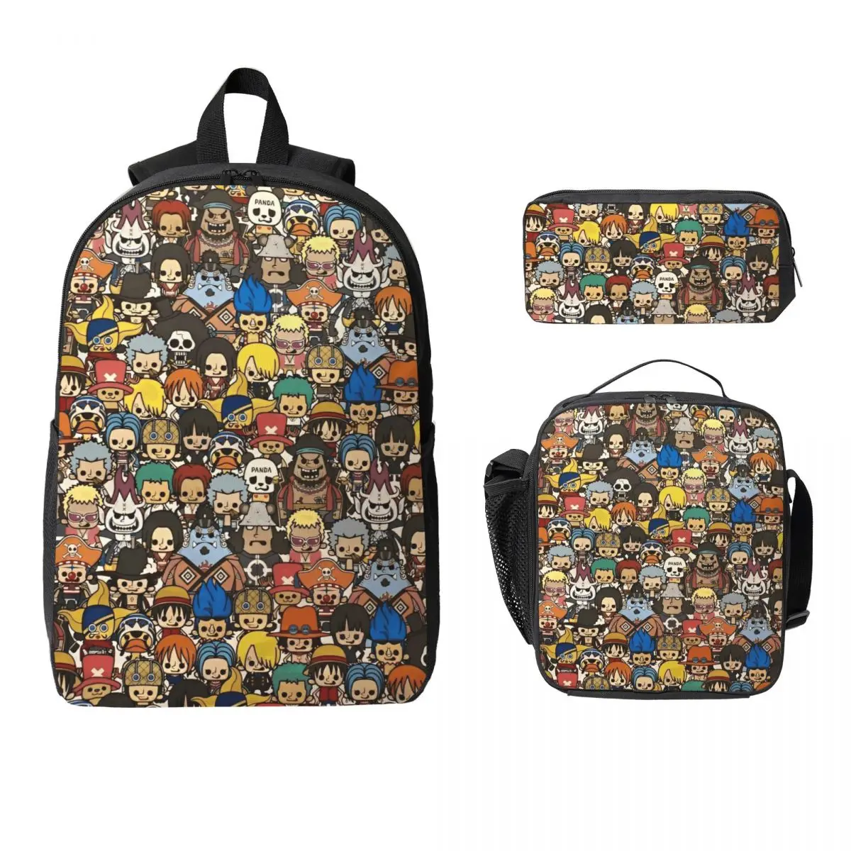 

3Pcs Luffys O-one-pieces Accessories Backpack Set for Boy Girl Pen Bags Bookbag Sets with Lunch Box For School Students Daypack
