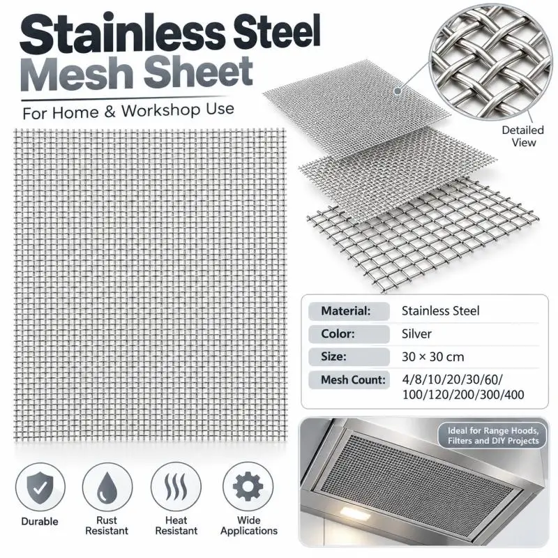 1/2/3pcs Stainlesss Steel Mesh Woven Metal 4~400 Mesh Suitable for Ventilation Cages Garden Windows and Filter Screens
