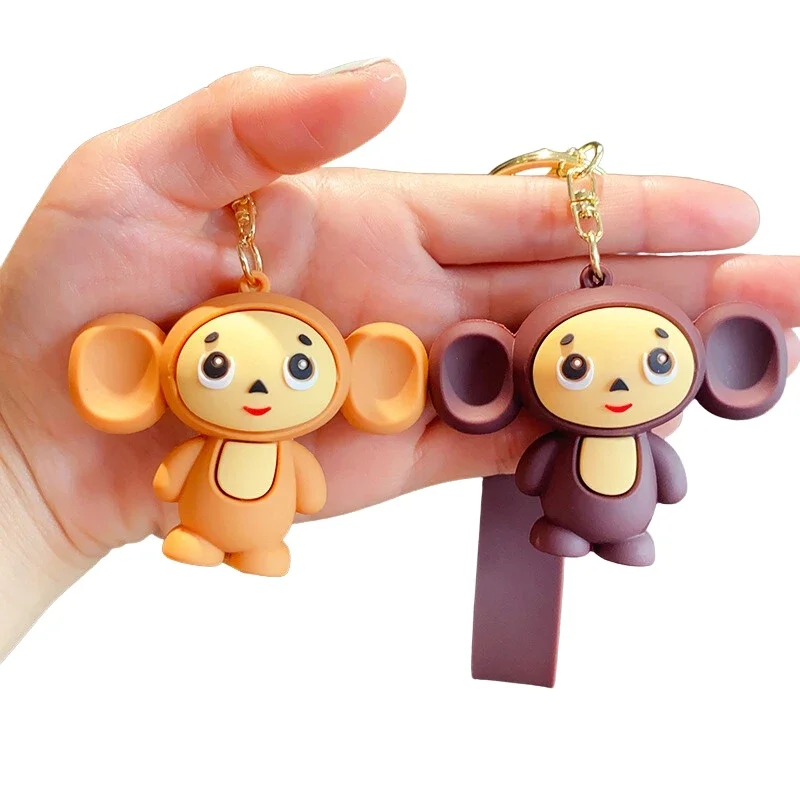 LLavero de figura de Anime Cheburashkas Monkey Toy, muñeco de Animal de dibujos animados, llavero de coche, colgante de mochila, regalo de Navidad educativo para niños