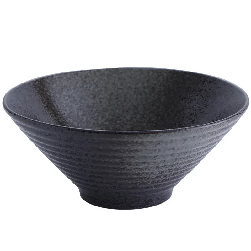 Japanese creative tableware set, commercial bamboo hat ceramic bowl, household large ramen, rice, noodles, soup bowl
