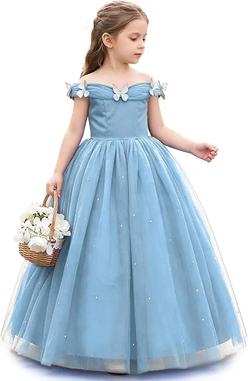 

Snvdzo Flower Girl Lace V-Back Tutu Tulle Dress For Wedding Birthday Evening Party Prom Banquet Princess Gown 2026