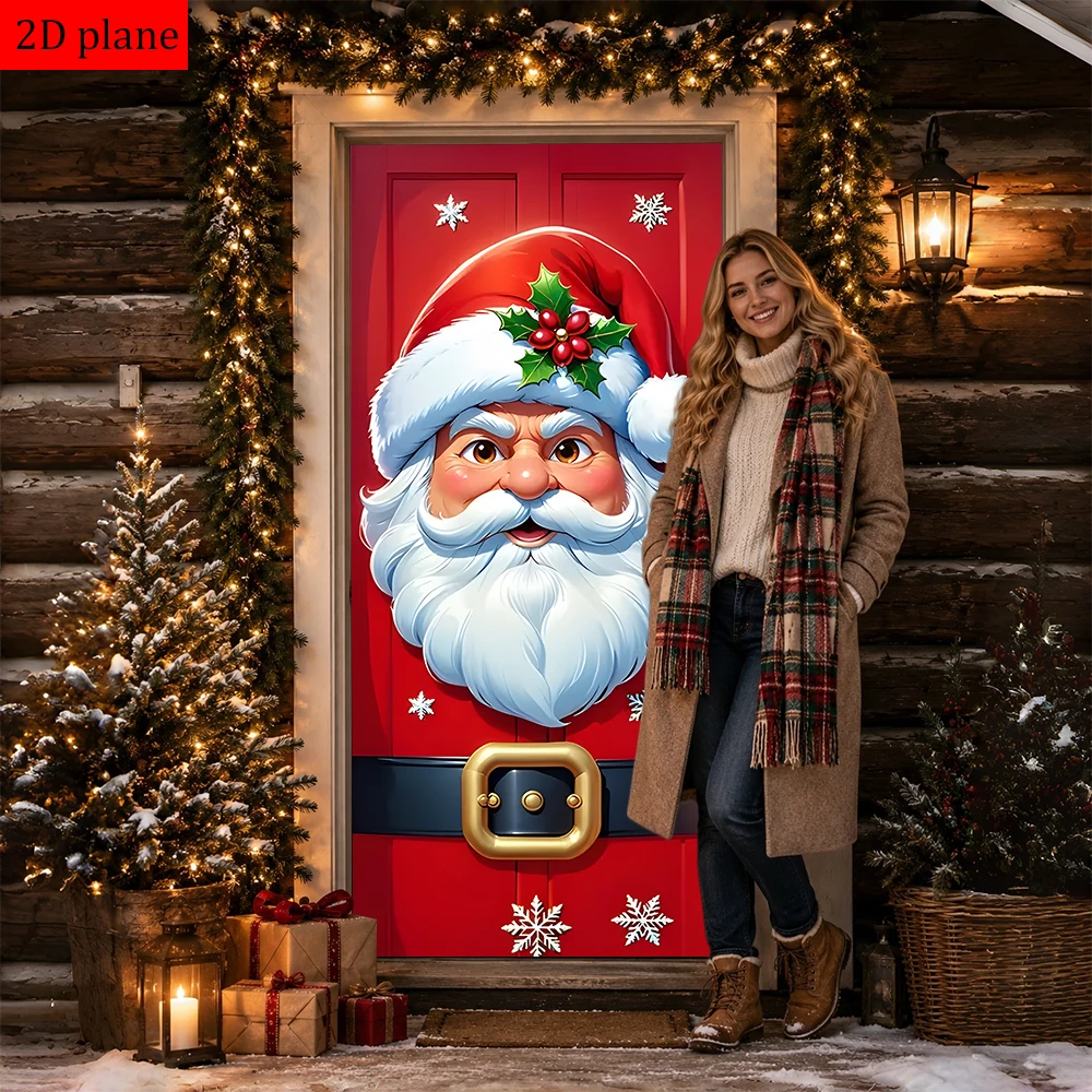 Housse décorative de Noël pour porte, jupe de porte en tissu élastique, matériau spandex, bande élastique à l'arrière