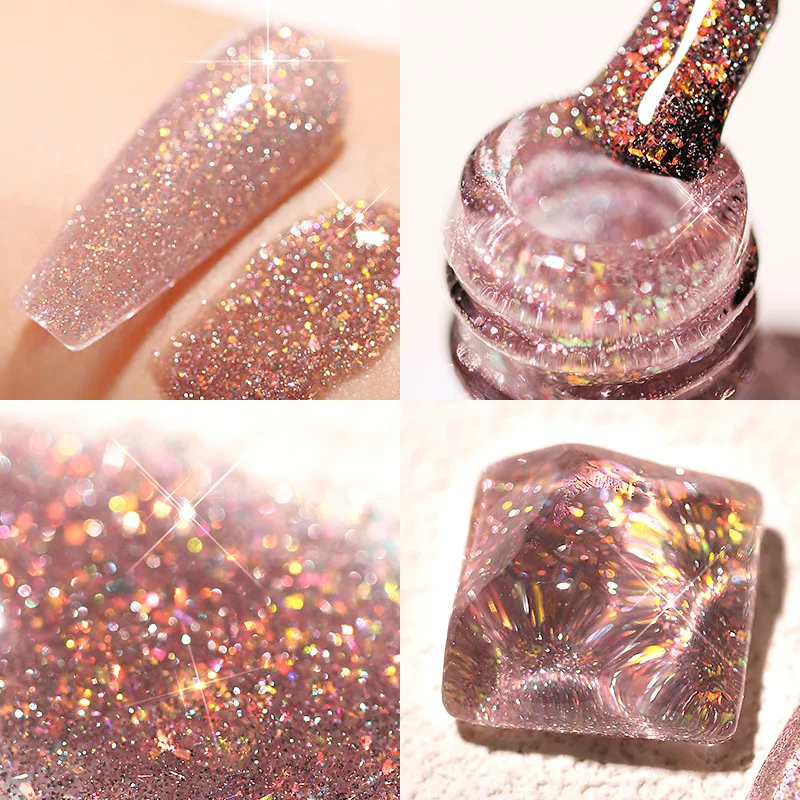 Luxury Shine Nail Gel Bright Lacquer 8ml UV LED Soak Off Gel Glitter Varnish Hybrid Nail Gel Polish For Manicure Nail Art Design