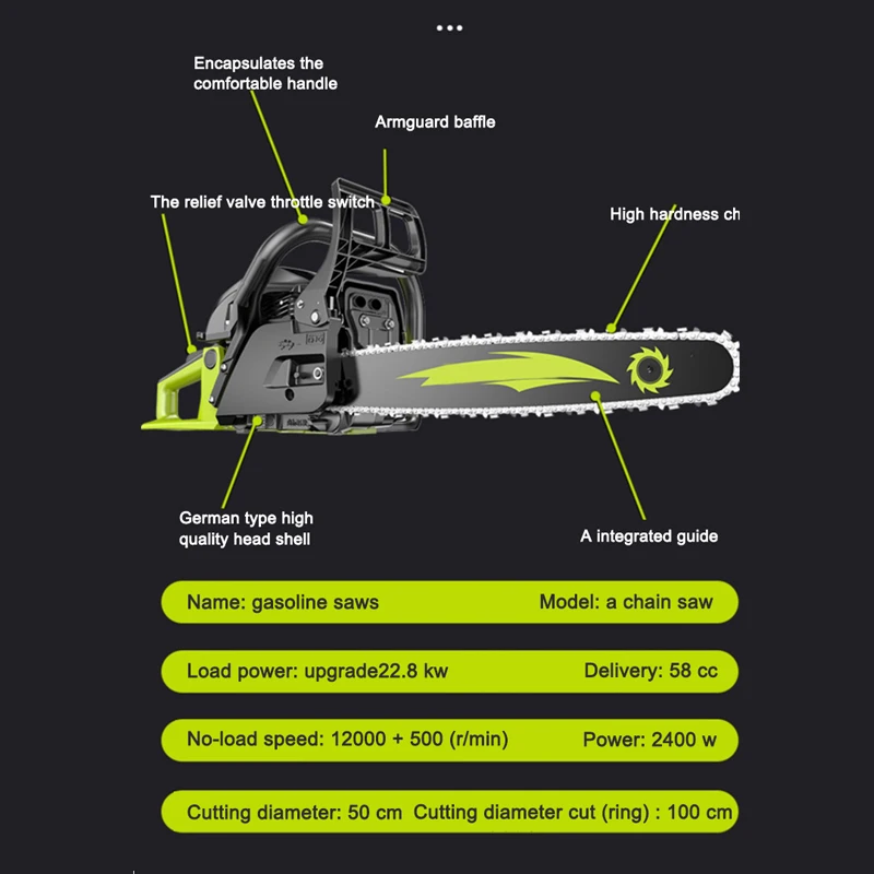 89 Deepening Cylinder Chain Saw Small Multi-Function Handheld Household Original 2400w High-Power Fuel-Saving Logging Saw