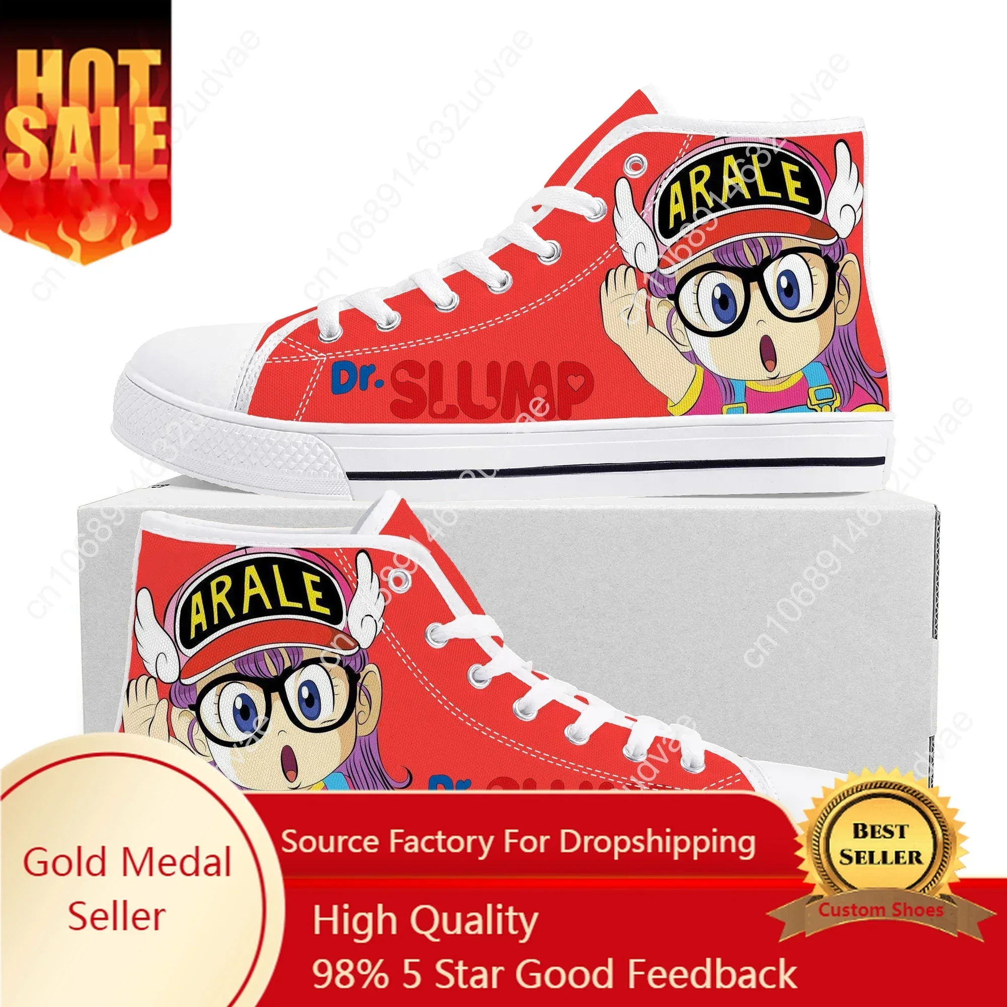 

Anime Cartoon A-Arale Dr Slump High Top Sneakers High Quality Mens Women Teenager Canvas Sneaker Casual Couple Shoes Custom Shoe