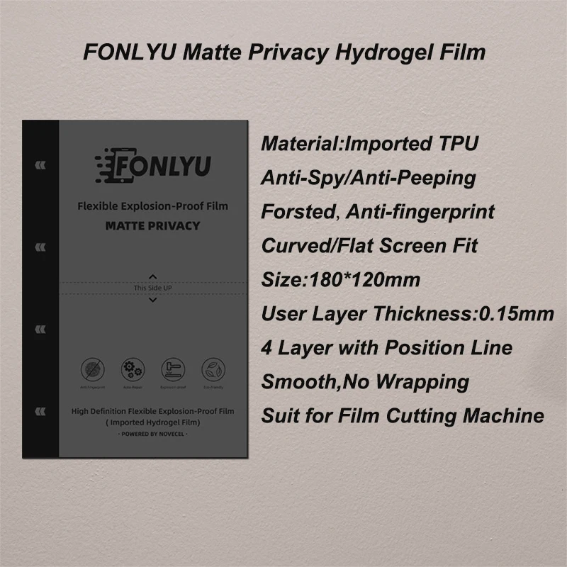 FONLYU 50pcs Soft Film for Phones Hydrogel Movies HD Matte Privacy Films Curved Screen Protector for Plotter Cuttutting Machine