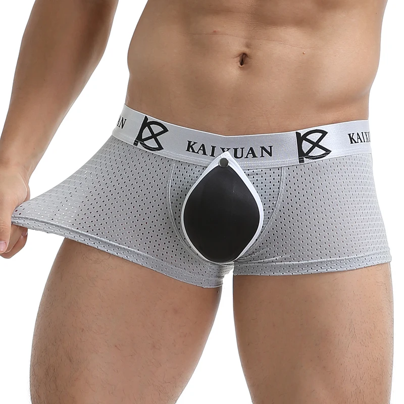 Men Mesh Jockstrap Underwear Removable Pouch Breathable U Shape Enhance Front Protection Pad Boxer Shorts Front Protection