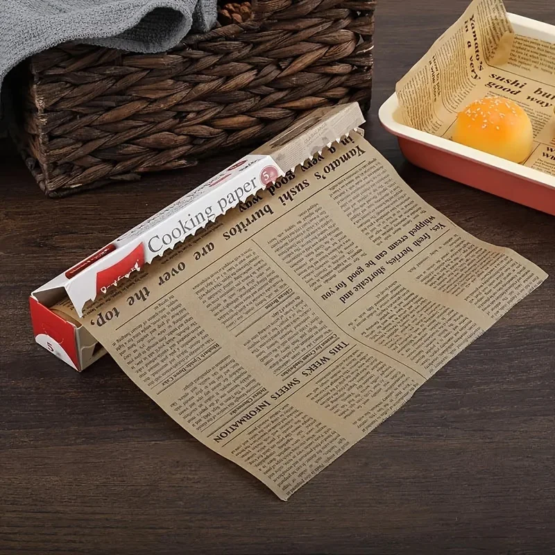 1 Roll of Vintage Newspaper, Disposable Sandwich Wrapping Paper, Anti Stick Baking Baking Tray Oil Paper, Bread Paper