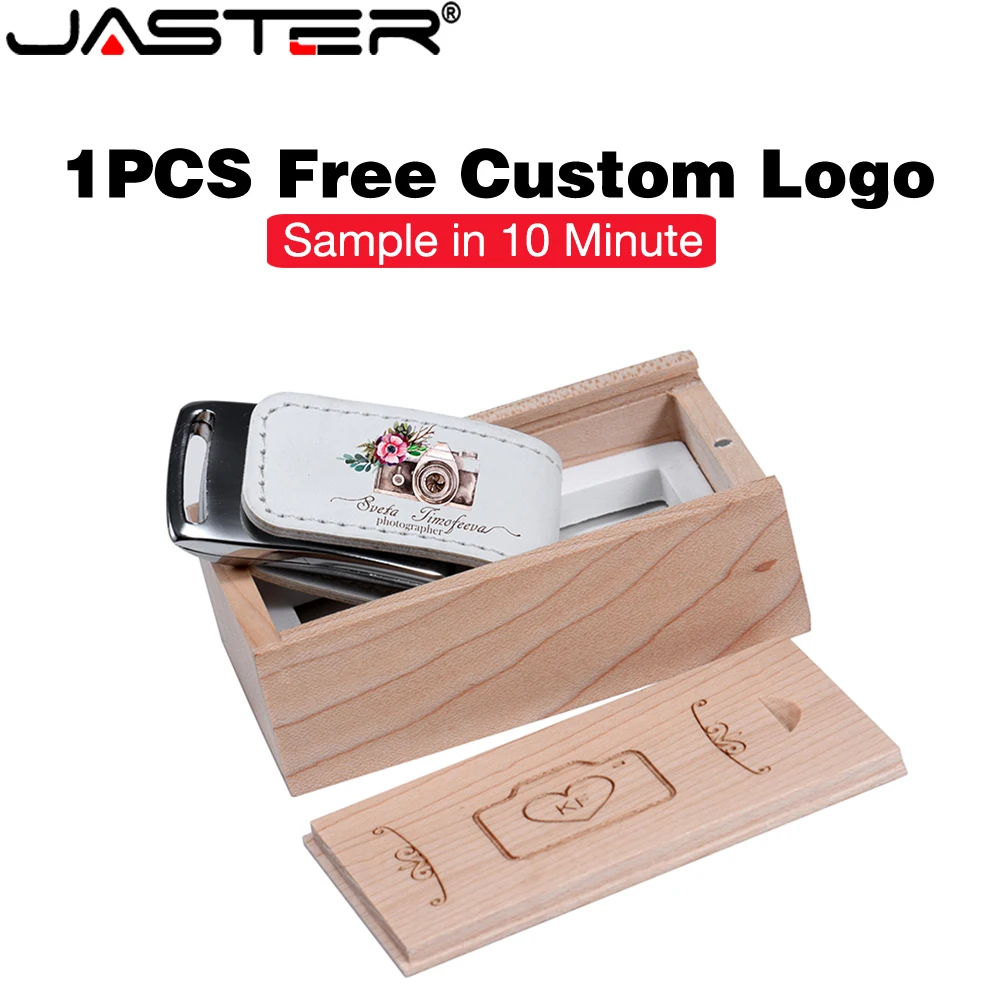Free Custom Logo USB Flash Drive Memory Stick Wood Box Pen Drive Storage Device Pendrive 128GB 64GB Color Printing 32GB 16GB 8GB