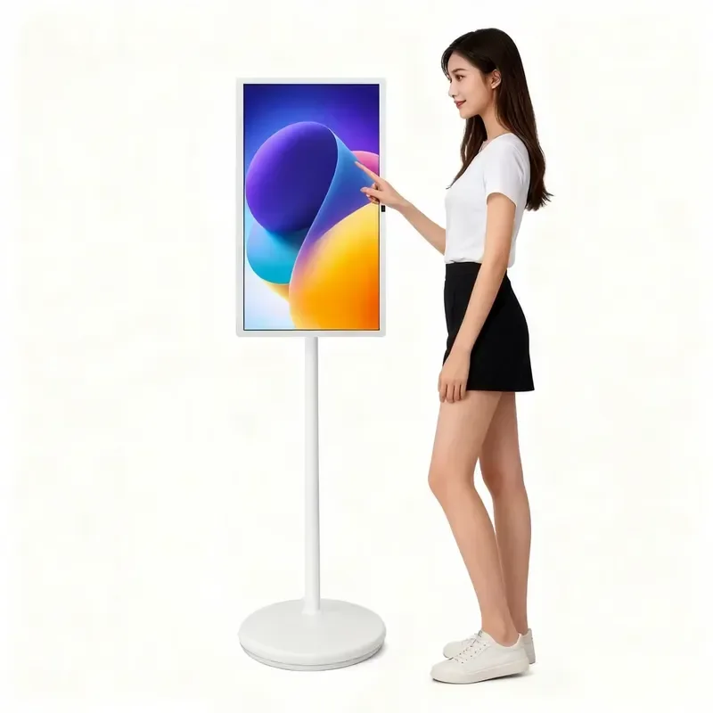 32 Inch LED Smart Portable TV Wireless Touch Screen Android 12 8+128GB White Cabinet with Built-in