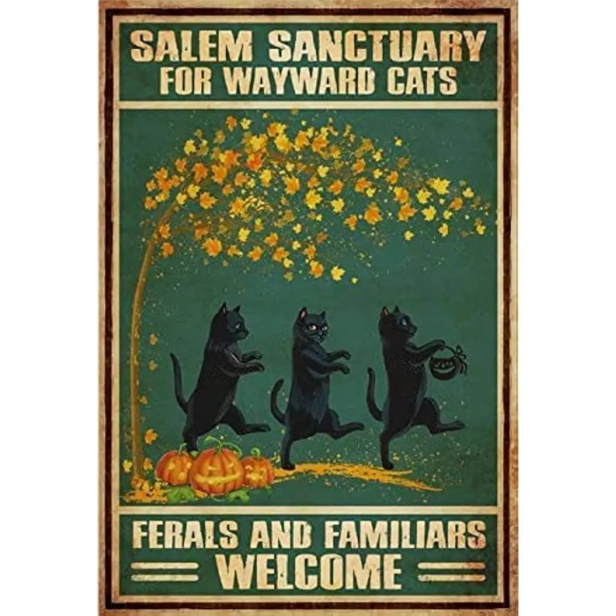 Novelty Metal Tin Sign Black Cat Salem Sanctuary Home Decor Wall Decor Birthday Gift Garden Yard Signs Vintage Printing Plaque