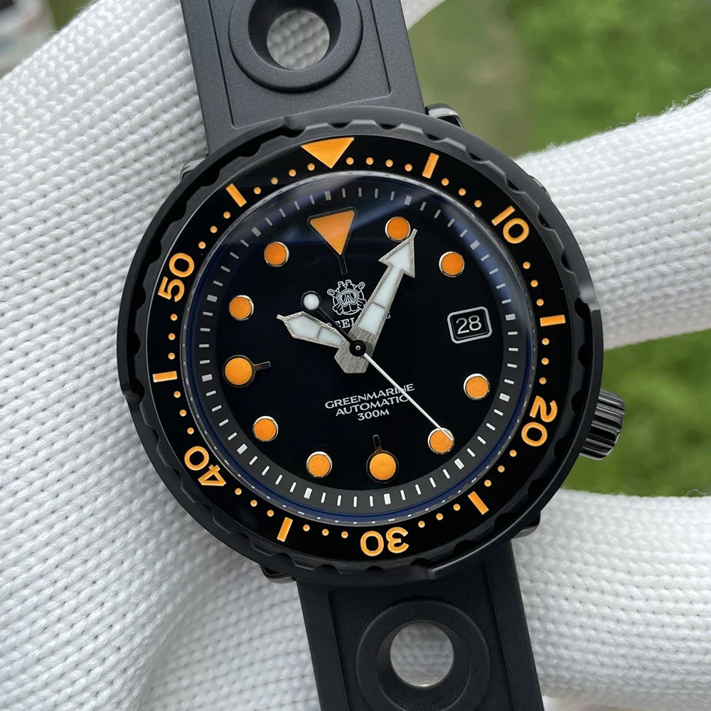 Steeldive New Arrival Watch! SD1975XT Japan Movement NH35 300M Waterproof PVD Black Stainless Steel Red Luminous Dive Watch