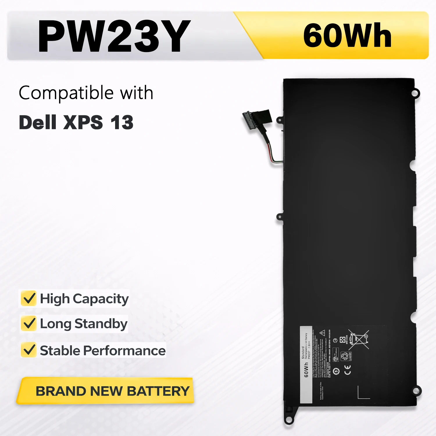

PowerHub PW23Y Laptop Battery Compatible with DELL XPS 13 9360 Series RNP72 TP1GT P54G , Replacement Li-ion Battery