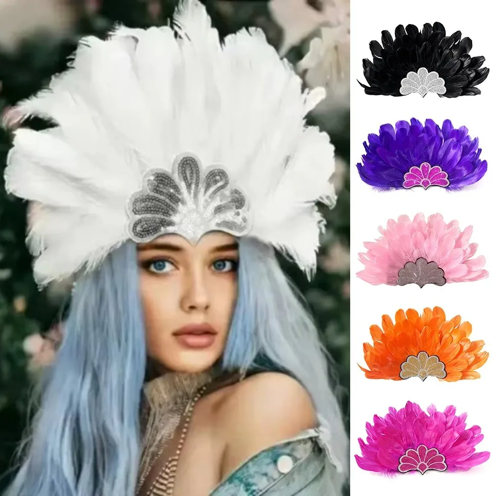 Colorful Feather Headpiece Stage Performance Decorative Showgirl Headband Brazilian Carnival Feather Headdress