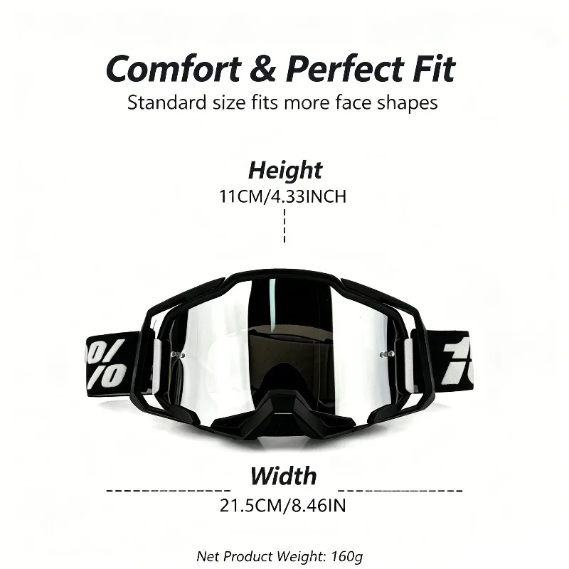 High Quality Large Lens Off-Road Motorcycle Goggles, Wind Sand Dust Resistant Eyewear for Cycling Skiing Outdoor Sports