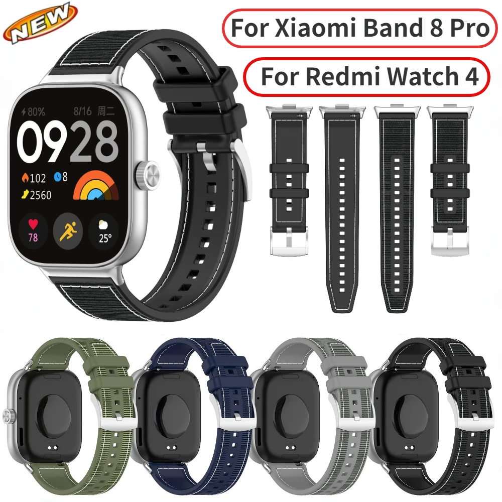 

Silicone Composite Braided Strap for Redmi Watch 4 Breathable Replaceable Wristband for Xiaomi Mi Band 8 Pro Sport Bracelet Belt