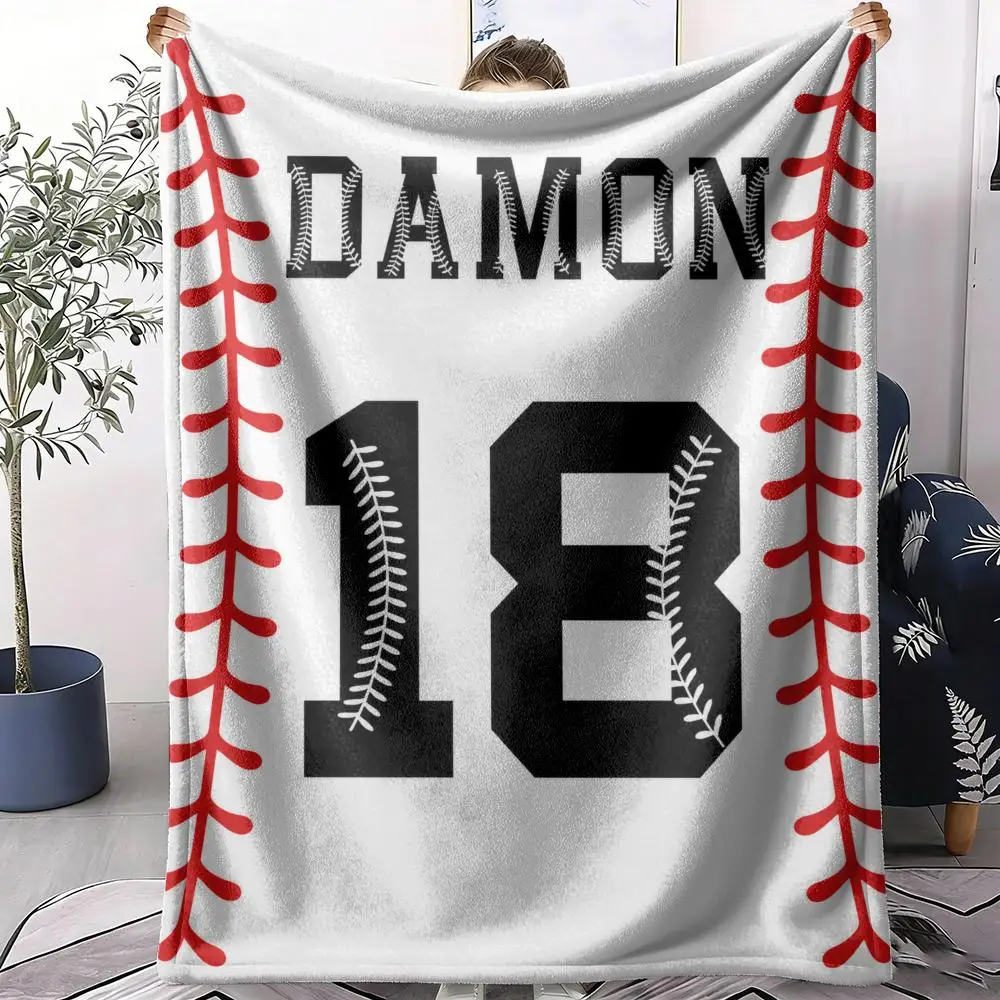 Sports Jersey Numbers Throw Soft Flannel Throw Summer AC Blanket Lightweight Cool Nap Blanket for Sofa Bed Couch Travel