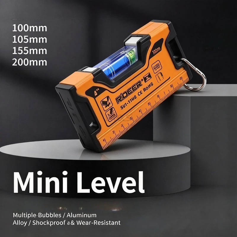 High Precision Mini Magnetic Level Multifunctional Aluminum Spirit Level Ruler Strong Magnet Pocket Leveling Tool for Woodwork
