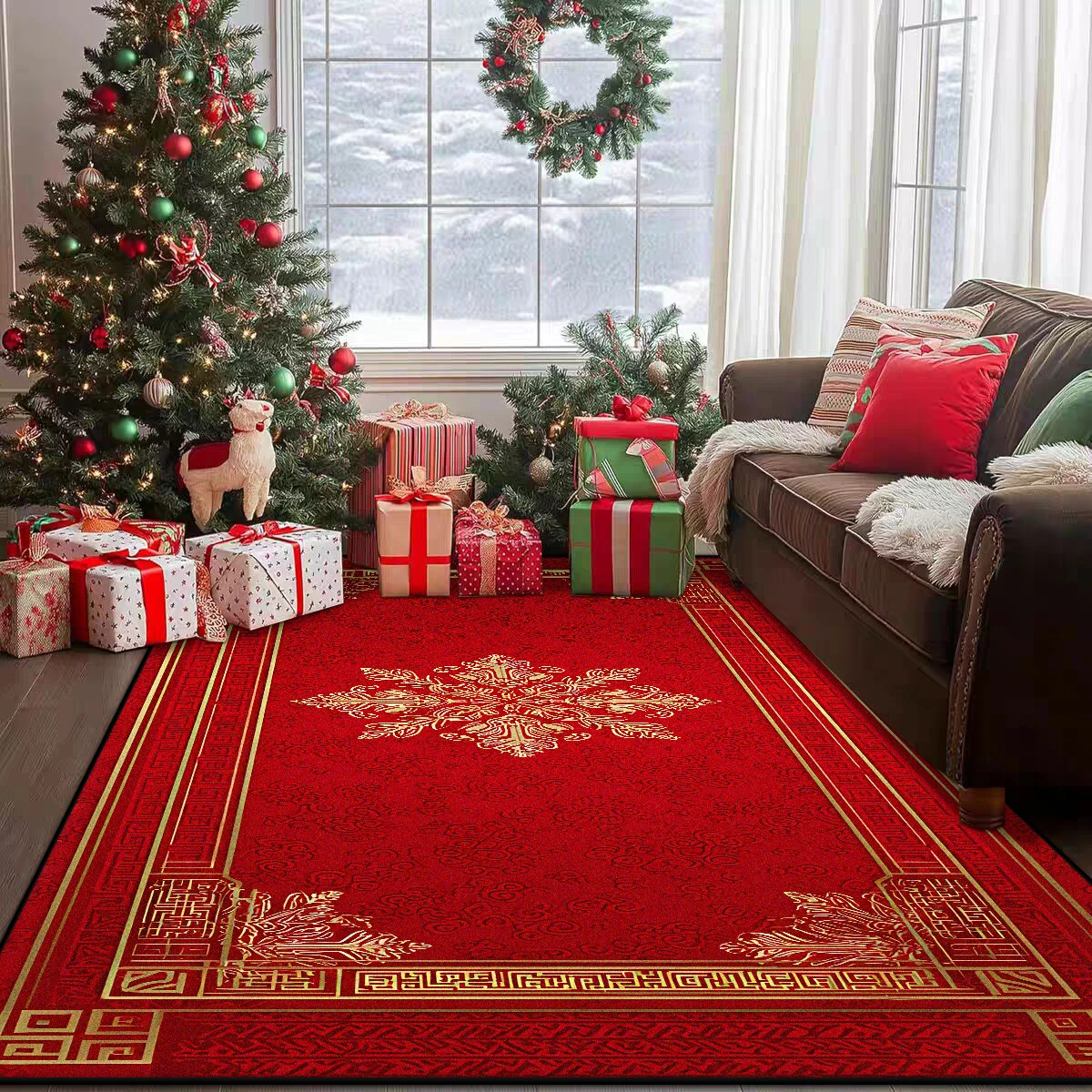 Red Carpet Living Room Christmas Large Size Rug Non-slip Coffee Tables Mat Home Decoration Bedroom Lounge Rug Tapis Salon 러그