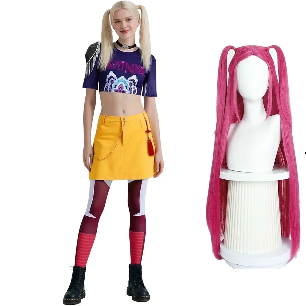 2025 Halloween Kpop chasseurs de démons Zoey Rumi Mira Cosplay ensemble de costumes avec perruque à capuche adulte enfants